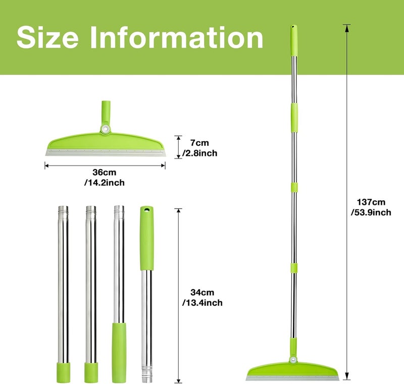 XXFLOWER Silicone Air Broom,Multifunction Magic Broom with Long Handle，Adjustable Rubber Squeegee Sweeping Water for Indoor Hardwood Floors,Kitchen,Concrete Floor,Bathroom Tile(Gray Green) - Image 2
